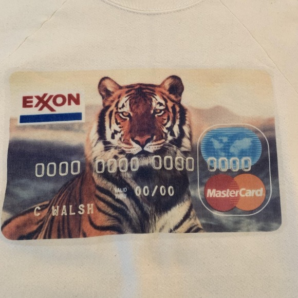 Vintage Fruit Of The Loom Sweatshirt Mens 2XL White‎ Exxon Tiger Mastercard 90s